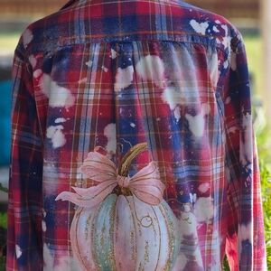 Plaid Shirt with Pumpkin Design